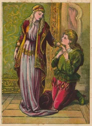 Hans Christian Andersen : La princesse au petit pois (lithographie couleur)