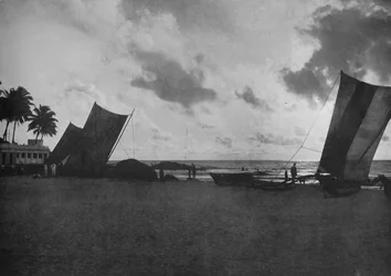 Coucher de soleil, rivage de Mount Lavinia, vers 1890, 1910