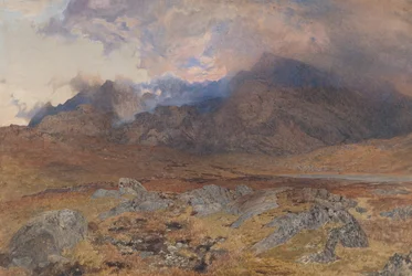 Snowdon, après une tempête de grêle en avril [ou Snowdon à travers les nuages qui se dissipent], vers 1857