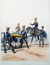 Armée napoléonienne : Artillerie légère. Gravure par Alfred De Marbot (19e siècle) 1812. Malmaison, Musée du Château.