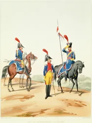 Troupes françaises, gravé par Gustave David (1824-91) 1810