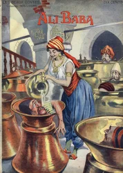 Ali Baba (et les quarante voleurs). Conte populaire des Mille et Une Nuits. Illustration de Vaccari et Carrey dans la collection Les beaux contes Nos loisirs vers 1910. Collection privée
