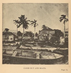 Hutte Carib et bateaux