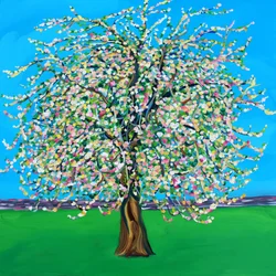 Arbre en fleurs aux couleurs vives