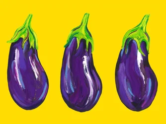 Trois aubergines ensoleillées