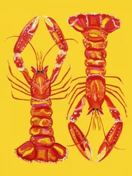 Un duo de homards aux couleurs vives