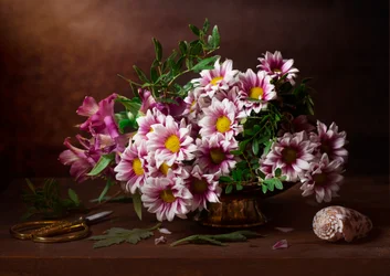 Nature morte florale rustique