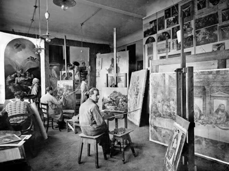 Salle des peintres du Stabilimento Fotografico Fratelli Alinari, via Nazionale, Florence