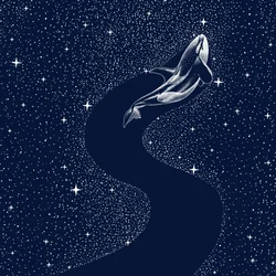 Une baleine de rêve parmi les étoiles