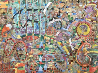 Mosaïque abstraite aux motifs complexes