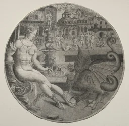 Femme nue et un dragon, 1523.