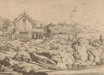 Bateau à une rive avec trois chèvres, probablement vers 1645-1656