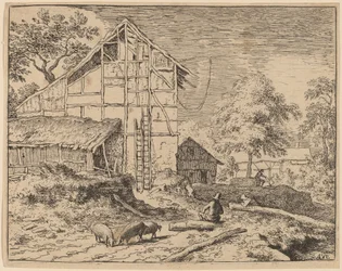 Cottage avec deux échelles