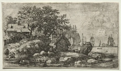 Huit paysages : Paysage avec deux bateaux vides