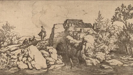Cavalier sur un pont de pierre, probablement vers 1645-1656