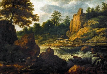 Paysage avec scierie (huile sur toile)