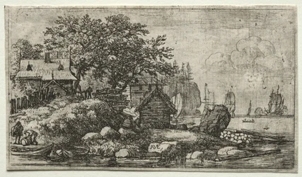 Paysage avec deux bateaux vides