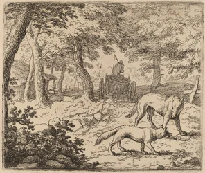 Reynard et le Loup devant le Chariot de Poissons