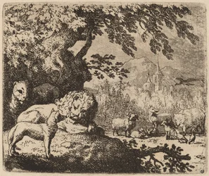 Reynard en conseil avec le lion et la lionne, probablement vers 1645-1656
