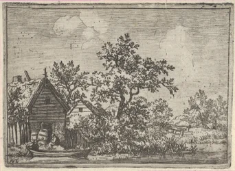 Les Deux Barils devant une Cabane