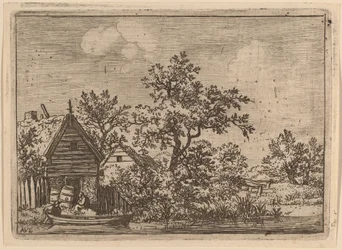 Deux tonneaux devant un cottage