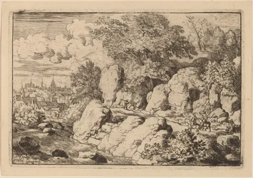 Deux cavaliers sur un chemin rocheux, probablement vers 1645-1656