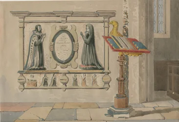 Église de Wednesbury - Monument à Thomas et Eleanor Parkes: aquarelle, 23 mars 1843