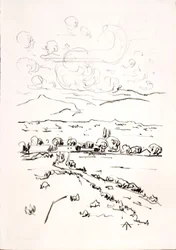 Paysage avec nuages cumulés