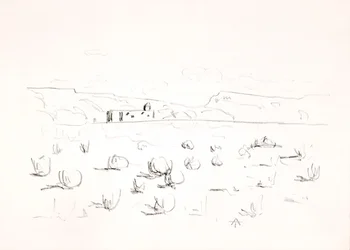 Prairie avec église en arrière-plan