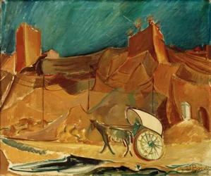 Paysage espagnol avec une calèche
