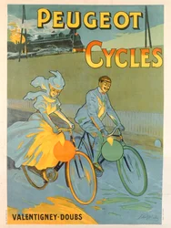 Affiche publicitaire pour les bicyclettes Peugeot