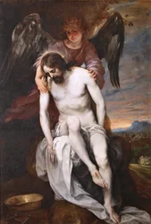 Espagnol :  Cristo muerto sostenido por un ángel Le Christ mort soutenu par un ange