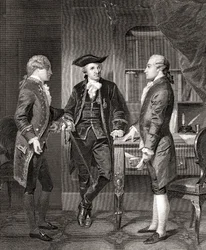 Johann Henry Jules Alexandre von Robaii, Baron de Kalb introduisant Lafayette à Silas Deane, de Life and Times of Washington, Volume 1, publié en 1857