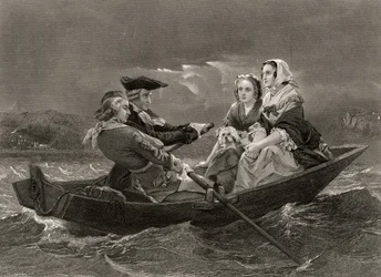 Lady Harriet Ackland en route pour visiter le camp du général Gates, de 