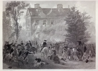La bataille de Germantown à Chew House en 1777, gravée par Robert Hinshelwood, vers 1860