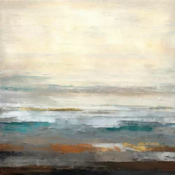 Paysage marin abstrait aux reflets dorés