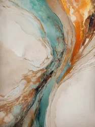 Flux abstrait bleu sarcelle et orange
