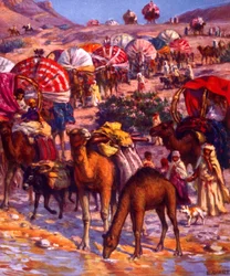 Groupe de nomades arabes dans le désert