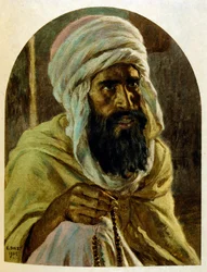 Illustration de Dinet tirée de "Mirages" Scènes de la vie arabe. 1906. Mirages, Scènes de la vie arabe a été illustré par Etienne Dinet et commenté par Silman Ben Ibrahim Bamer. Nasreddine Dinet est né sous le nom d