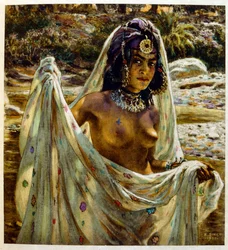 Illustration de Dinet tirée de "Mirages" Scènes de la vie arabe. 1906. Mirages, Scènes de la vie arabe a été illustré par Etienne Dinet et commenté par Silman Ben Ibrahim Bamer. Nasreddine Dinet est né sous le nom d