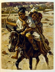 Illustration de Dinet tirée de "Mirages" Scènes de la vie arabe. 1906. Mirages, Scènes de la vie arabe a été illustré par Etienne Dinet et commenté par Silman Ben Ibrahim Bamer. Nasreddine Dinet est né sous le nom d
