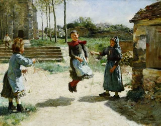 Gamines sautant à la corde