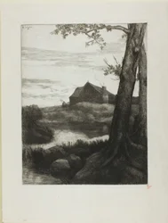 Ferme avec grand arbre