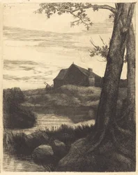 Ferme avec grand arbre