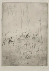 Pêcheurs sur le quai à Boulogne