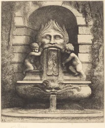 Fontaine : Grotesque, enfants et bassin