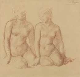 Étude de deux figures assises côte à côte