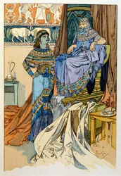Illustration par Alphonse Mucha de "Rama" un poème en trois actes de Paul Verola. ca.1898. Mucha (1860 – 1939). était un peintre Art Nouveau tchèque