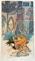Illustration par Alphonse Mucha de "Rama" un poème en trois actes de Paul Verola. ca.1898