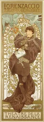 Lorenzaccio, représentant la figure debout de Sarah Bernhardt dans le rôle, 1896